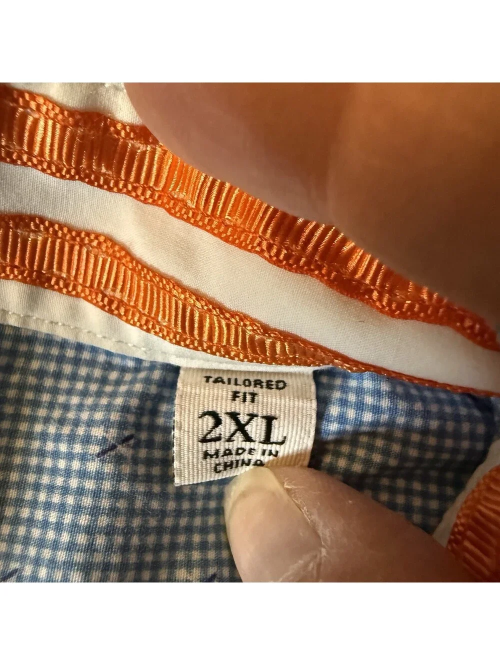 Robert Graham X Men’s 2XL Blue Check Geometric Shirt Tailored Fit Stretch